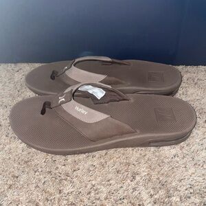 Men's Size 13 Hurley Brown Comfort Cushion Heel Surf Flip Flop Sandals